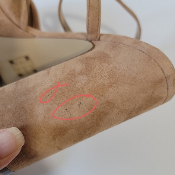 DRAPER JAMES Paloma Platform Tan Suede Slink Back Pumps Sz 8.5 Y2K Going Out - Picture 11 of 12